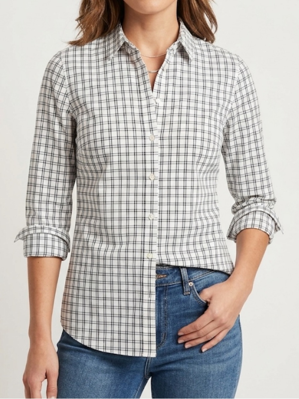 Banana Republic Factory Store-  window pane / plaid womens button down shirt